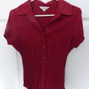 JESSICA Hot Red Button Blouse